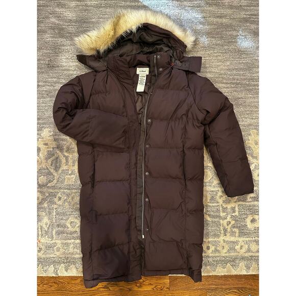 L.L. Bean Jackets & Blazers - L.L.Bean Ultrawarm Down Coat 3/4 Length Brown Medium Down Puffer Fur Hood